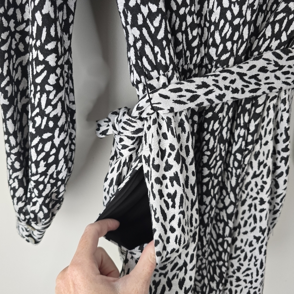Hutch Long Sleeve Spotted Mini Dress Size XS Ruffles Tie Waist Mock Neck Pockets - Picture 9 of 16